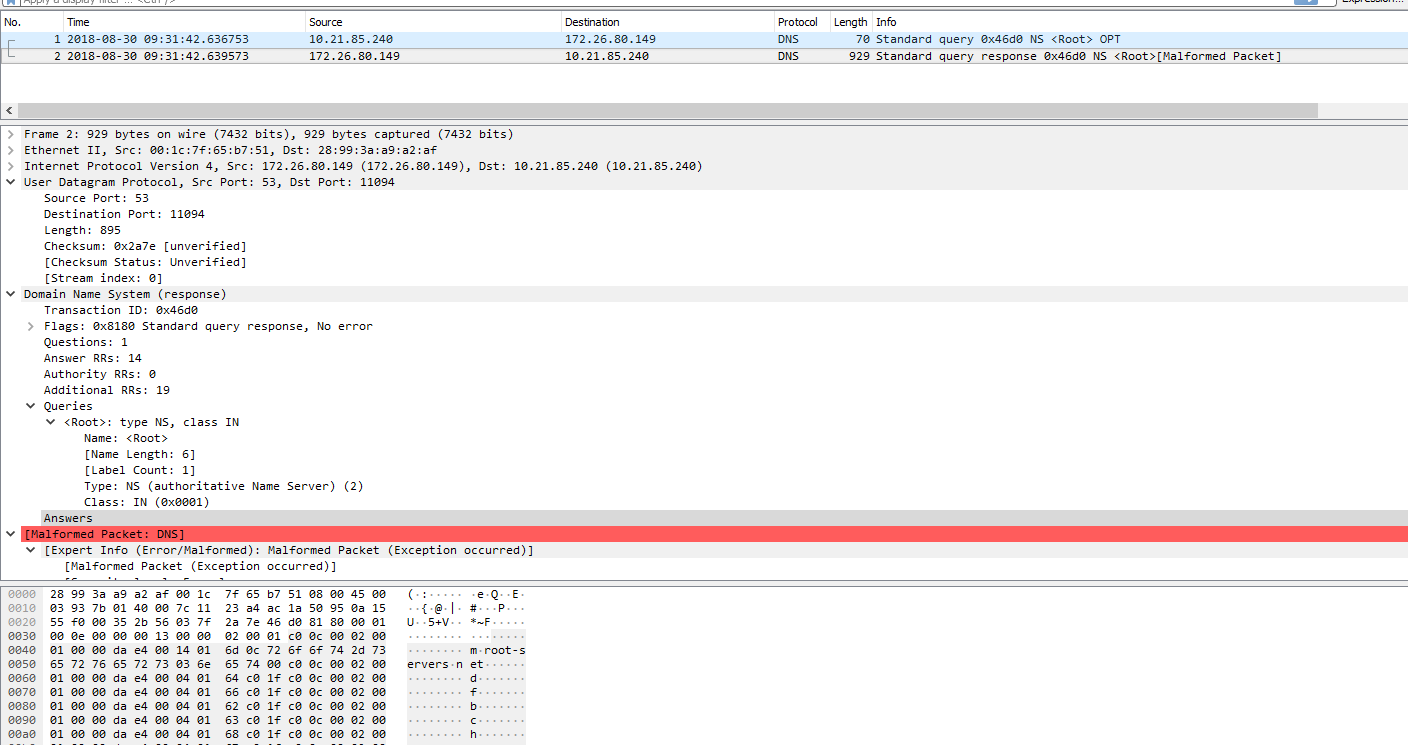 malformed packet wireshark